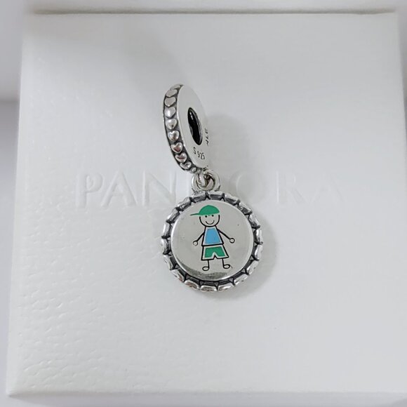 Pandora Son BOY Dangle Charm Bracelet Necklace Pendant S925 Silver with box - Picture 4 of 6
